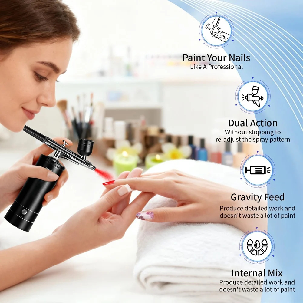 

BHBD-Air Brush For Decorating And Model Painting Rechargeable Airbrush Kit With Compressor 3 Air Pressure Adjustment Cordless