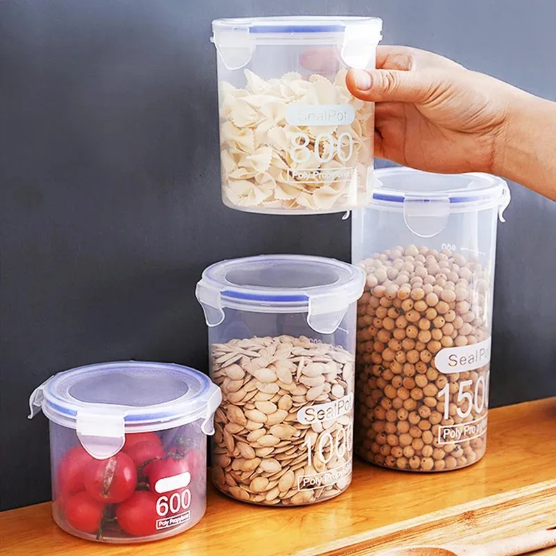 Sealed Storage Box Transparent Kitchen Food Grain Organizer Storage Tank Plastic Large Capacity Moisture-proof Sealed Jars