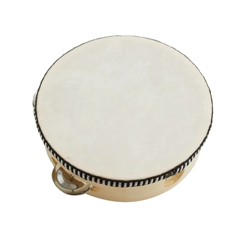 Tambourine for Adults Hand Held Drum Bells Birch Metal Jingles Percussion Gift Musical Educational Instrument for Party