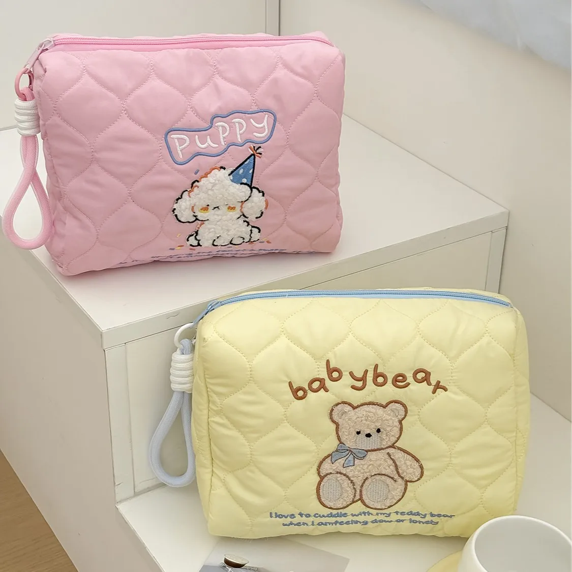 Cute Storage Bag With Embroidery High Appearance Level Large Capacity Dopamine Travel Clutch  Travel Essentials Bag Sweet Style