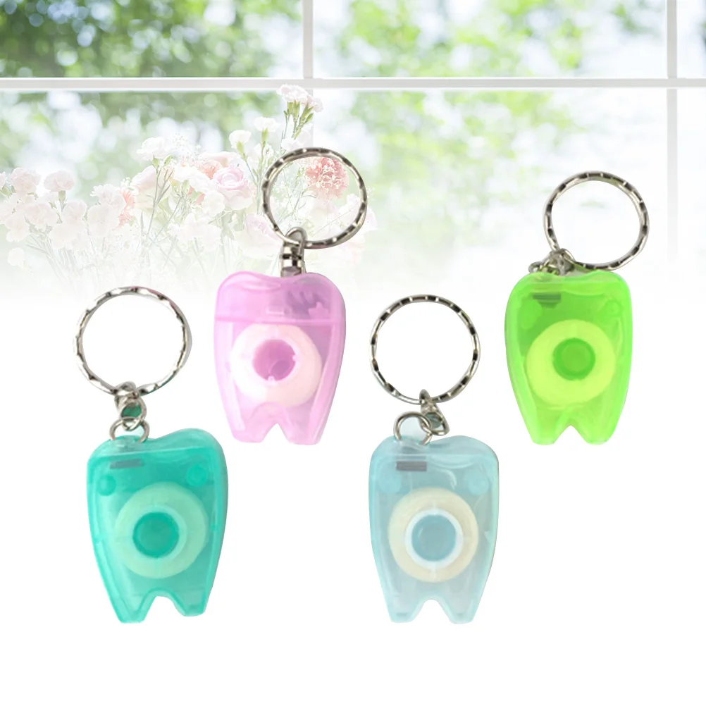 

4pcs Dental Floss Keychain Silky Wire Picks Clean Plaque Food Particles al Care Gum Between Teeth Cleaner Portable