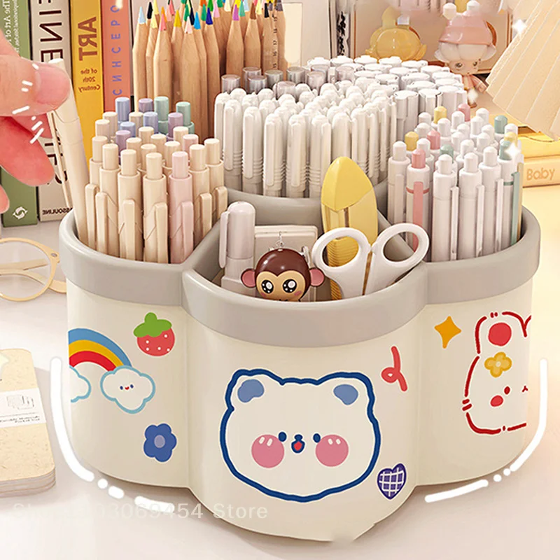 1개 360 °   회전식 연필꽂이 - 다기능 책상 정리함, 메이크업 브러쉬 및 학생용 문구류에 적합