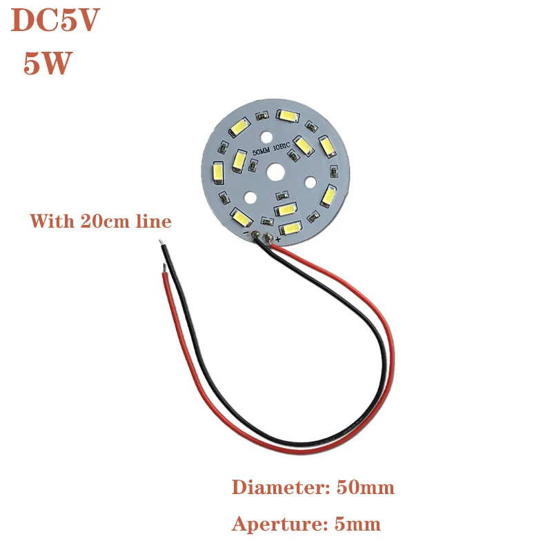 Ampoule ronde à puce LED SMD5730, 1W, 2W, 3W, 4W, 5W, 10W, 12W, lumière blanche chaude, budgétaire vers le bas, DC5V, 1 pièce