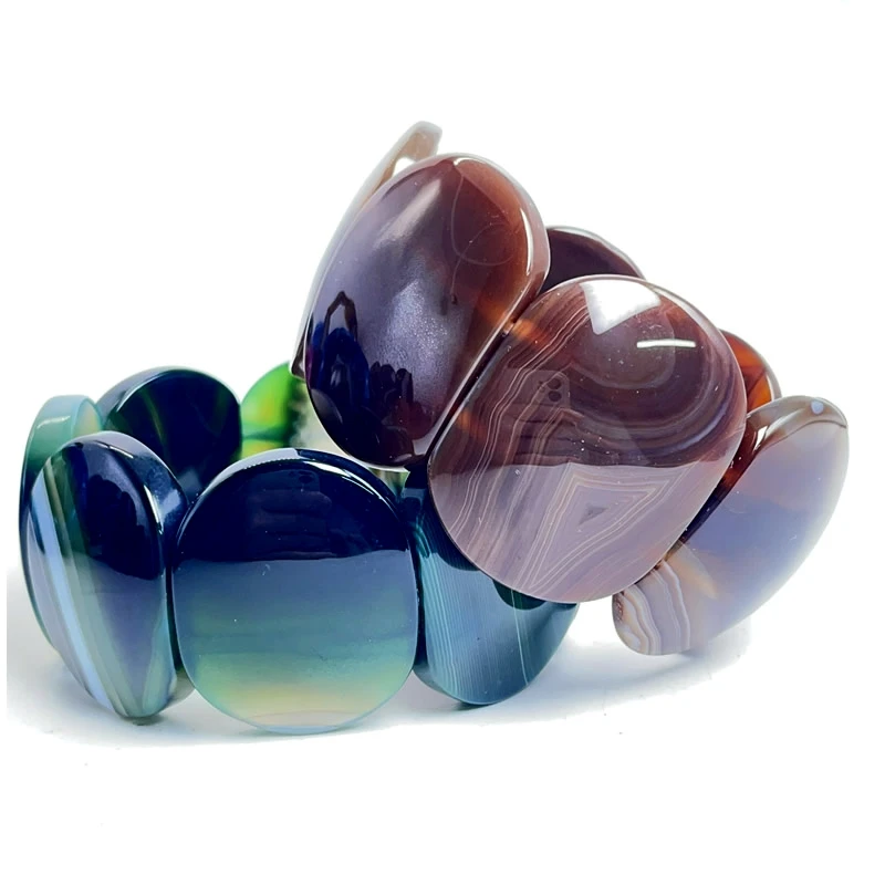 New Natural Stone Colorful Botswana Stripe Agate Petal Bracelet Men\'s Meditation Sports Fashion Charm Jewelry Gift