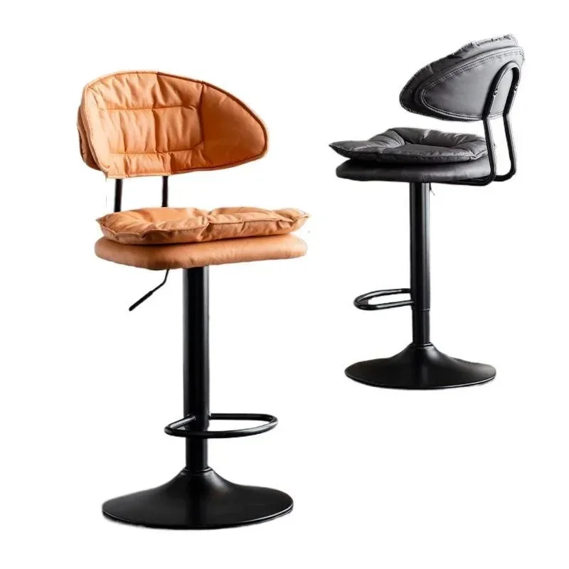 Bar chair, sedentary rotating high stool, home backrest bar chair checkout page can lift light luxury stool