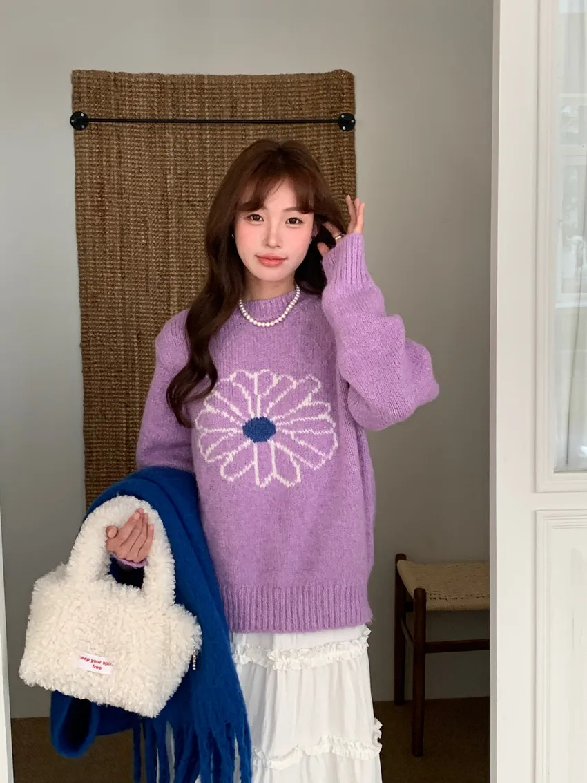 

Gagarich ретро вышитый жаккардовый мягкий липкий вязаный свитер женский 2025 зима новый цвет контрастный универсальный топ с капюшоном