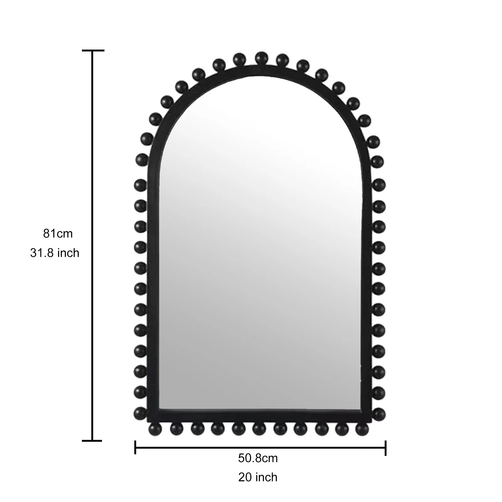 Moderner, schlichter, schwarzer MDF-Holzrahmen-Perlen-Hängespiegel, Heimdekorationsspiegel