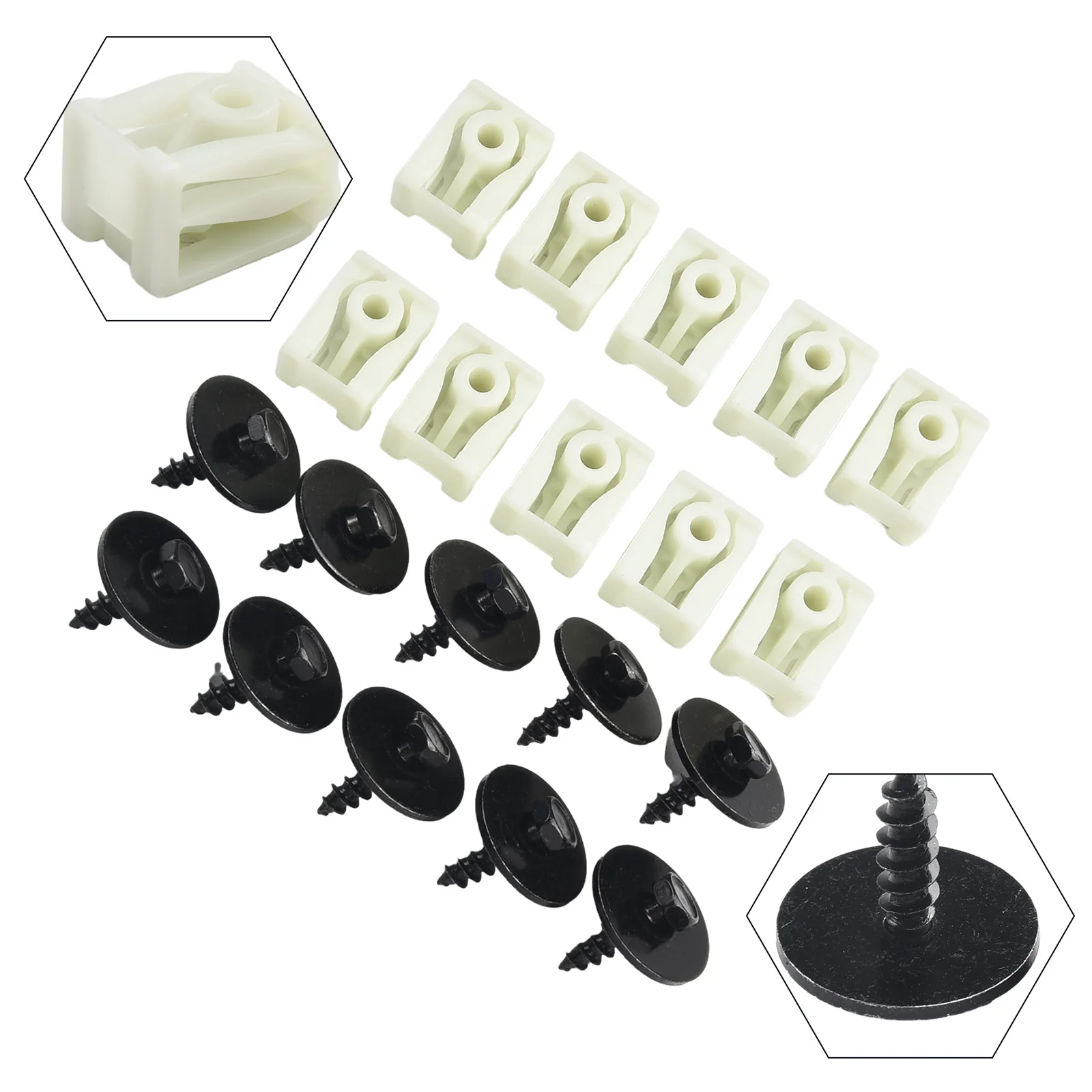 Premium Mudguard Liner Clips and Hex Bolt Set for BMW Front Installation Totaling 20 Essential Fastening Components