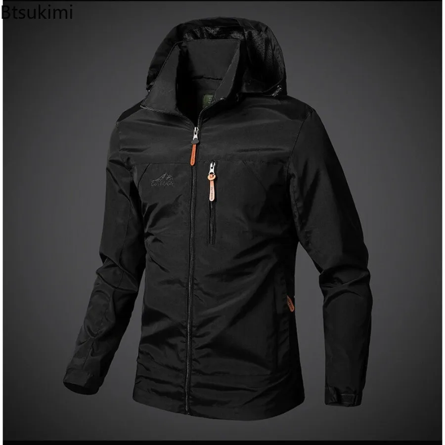 Spring Autumn New Men's Classic Windbreaker Jackets Loose Casual Waterproof Hooded Coats Men Outdoor Hiking Biking Bomber Jacket