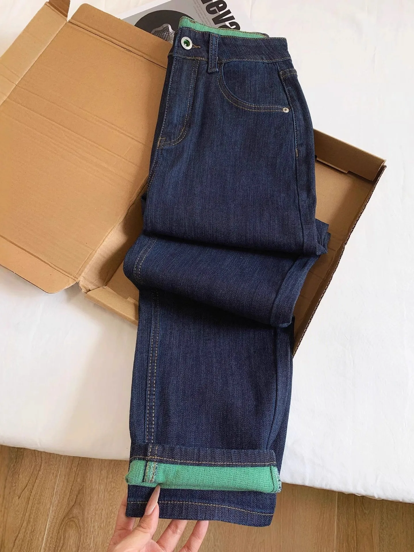 

High Waist Draped Denim Harem Pants Women's Summer Season Color Blo Sle Ladies Slim Fit Jeans High Waist Denim Trousers