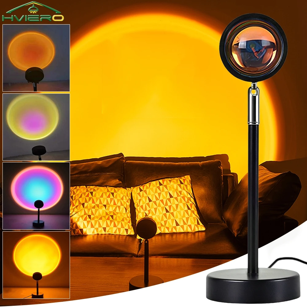 

Sunset Lamp LED Rainbow Neon Night Light USB Projector Photography Wall Atmosphere Lighting for Bedroom Home Room Decor Gift