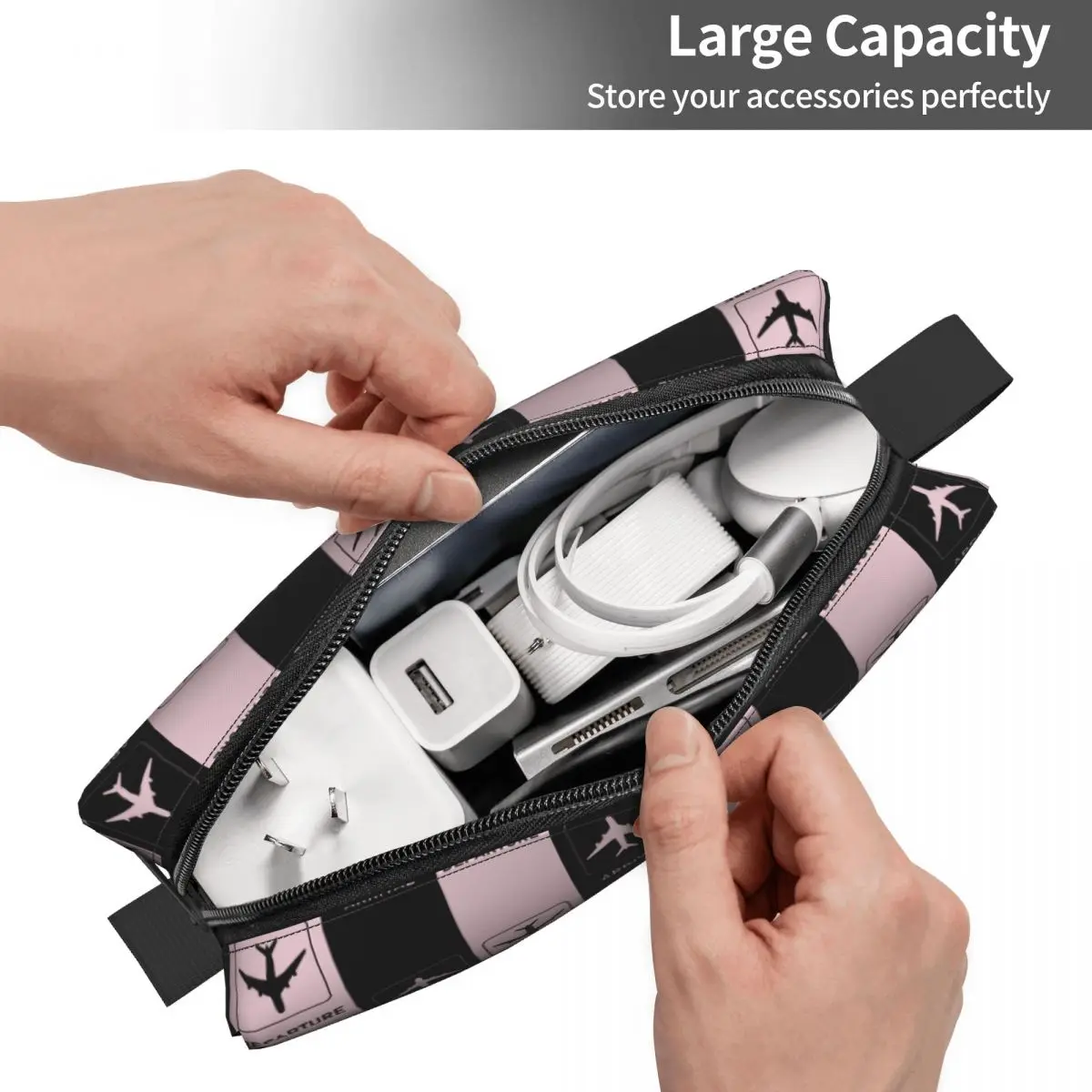 Plane Arrivals And Departures Travel Cosmetic Bag for Plane Aviation Aviator Airplane Toiletry Makeup Beauty Storage Dopp Kit