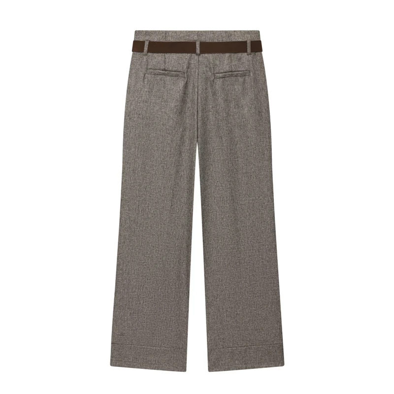 KEYANKETIAN Autumn New Women's Clothing Belt Decoration Herringbone Diagonal Casual Pants Suit Pants Wide Leg Pants Women Pants