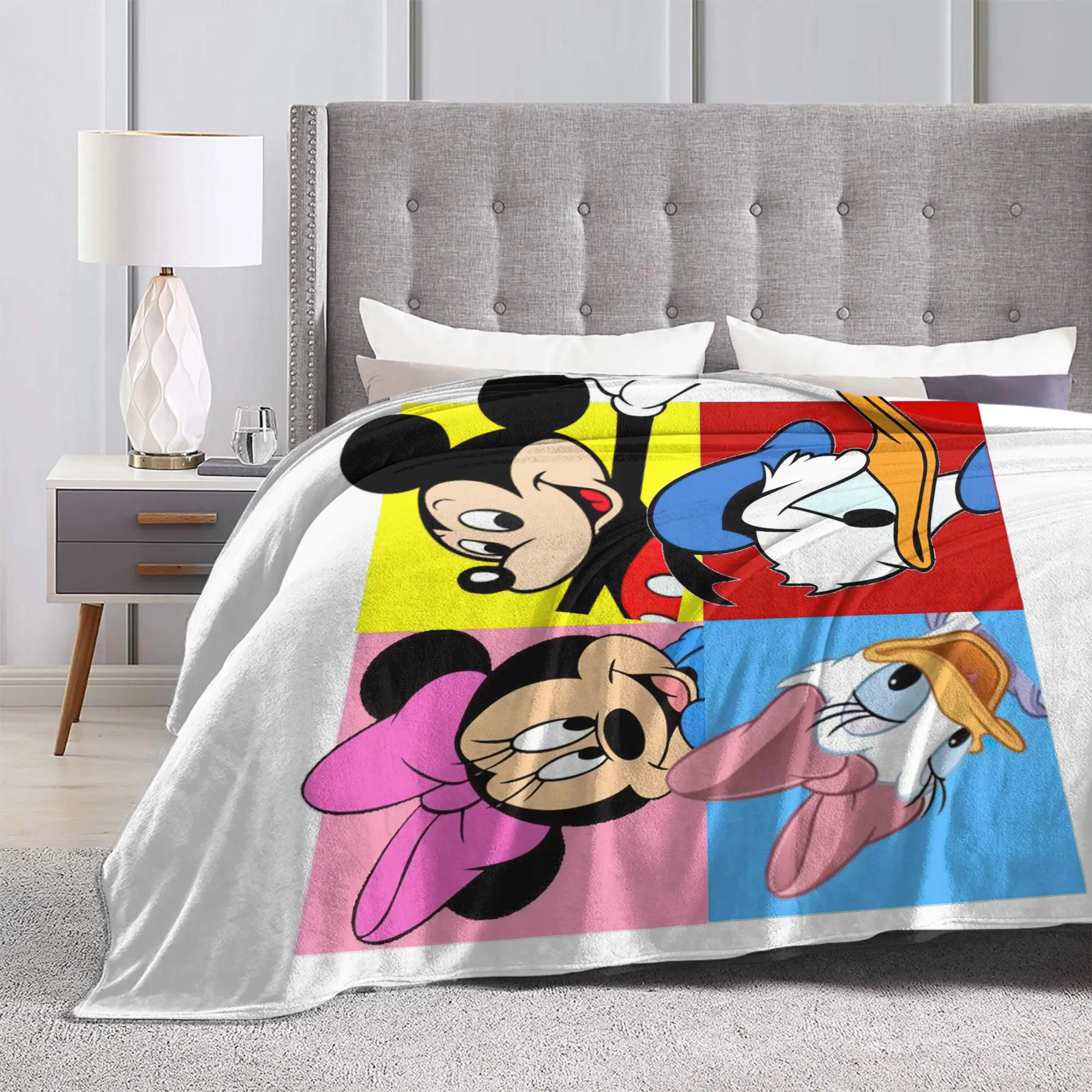 ميكي ميني ماوس دونالد داك الكرتون بطانية ديزني الصوف مضحك الدافئة رمي البطانيات للديكور المنزل