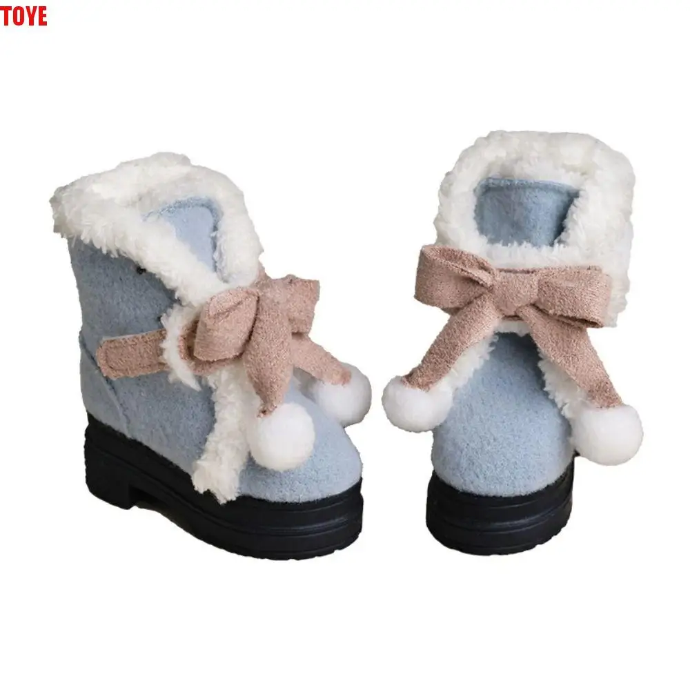 

1 Pair High-top 1/4 Bjd Doll Winter Boots High-heeled Bowknot 1/4 Bjd Doll Plush Shoes Casual Fluffy 40cm Cotton Doll Boots