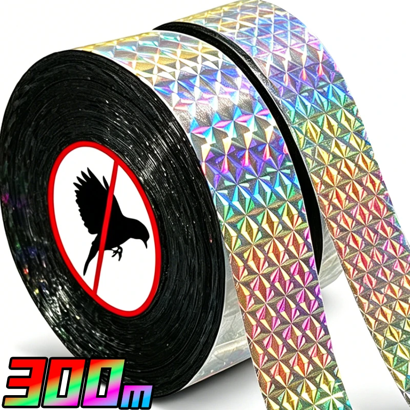 300/50m Laser Anti Bird Ribbons Tape Double-sided Reflective Strips Outdoor Farm Bird Pest Control Catcher Garden Accessories