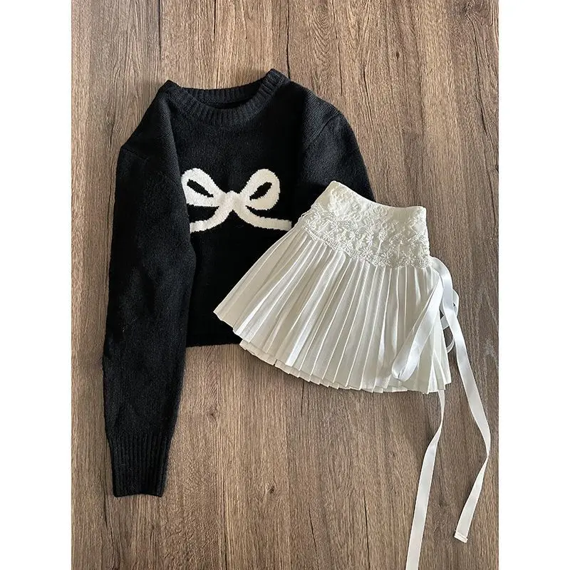 تنورة نسائية قصيرة بيضاء أنيقة عالية الخصر مزخرفة بالدانتيل تنورة صغيرة بطيات وربطة عنق وحزام جانبي ملابس حلوة للمواعدة اليومية #4