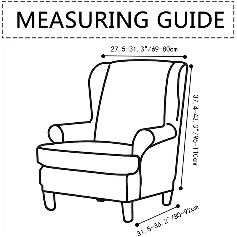 Stretch Wingback Chair Cover Printed Relax Wing Armchair Protector Covers Slipcover with Seat Cushion Cover for Living Room
