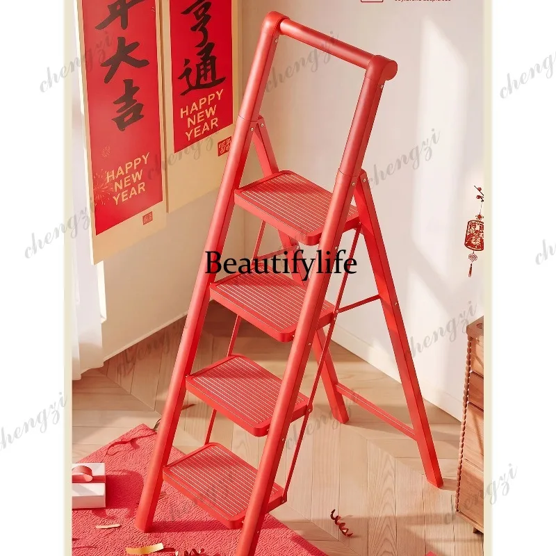 A68 household ladder folding herringbone ladder carbon steel thickened portable three or four-step climbing ladder