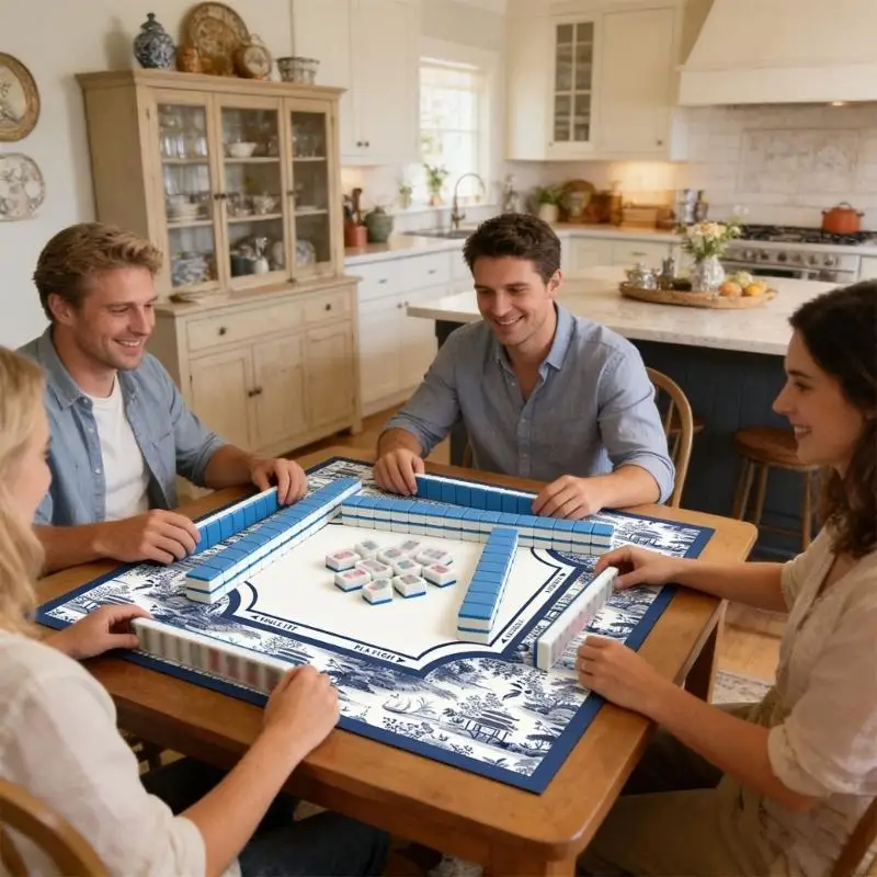 CORB Large 80cm Square Mahjong Game Mat Designed With Attractive Patterns And Strong Edging For Easy Card Movement view 2