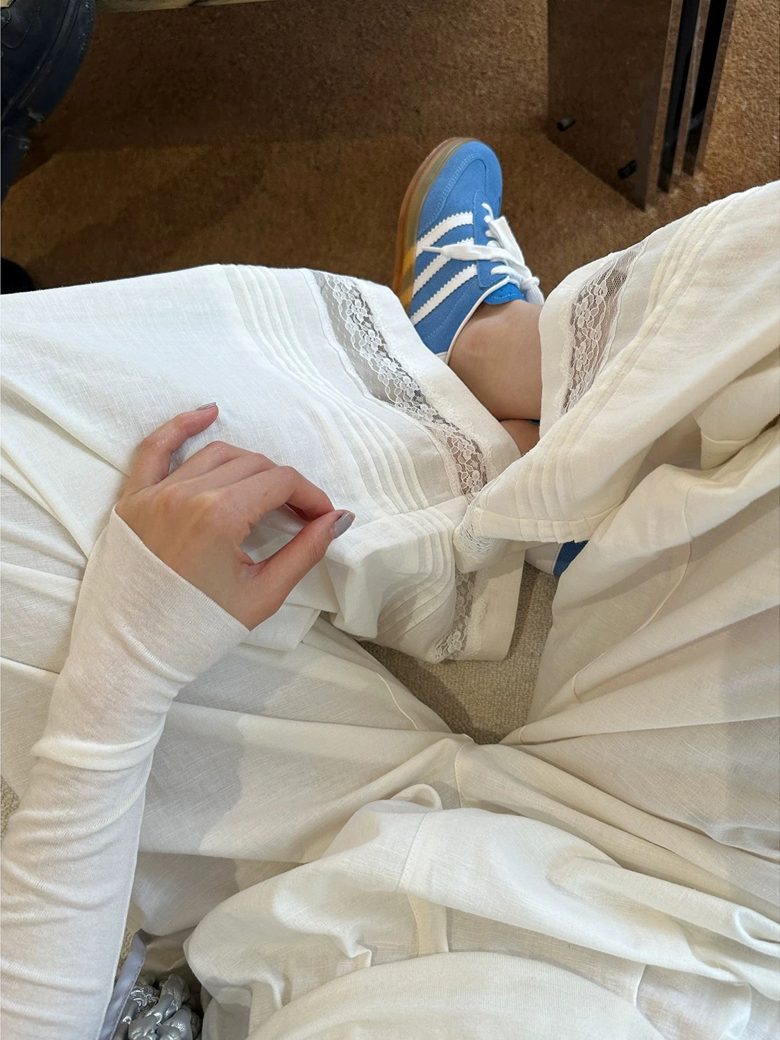 

Весенне-летние свободные повседневные женские брюки с широкими штанинами, с кружевной отделкой, с высокой талией, из хлопка, удобные, дышащие, стройнящие, модные брюки