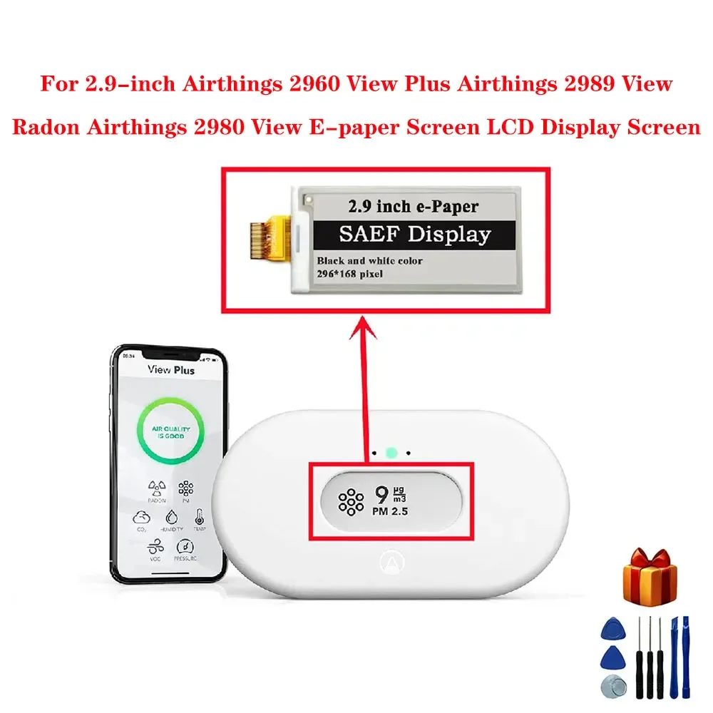 

Для 2,9 дюйма Airthings 2960 View Plus Airthings 2989 View Radon Airthings 2980 View Экран электронной бумаги ЖК-экран
