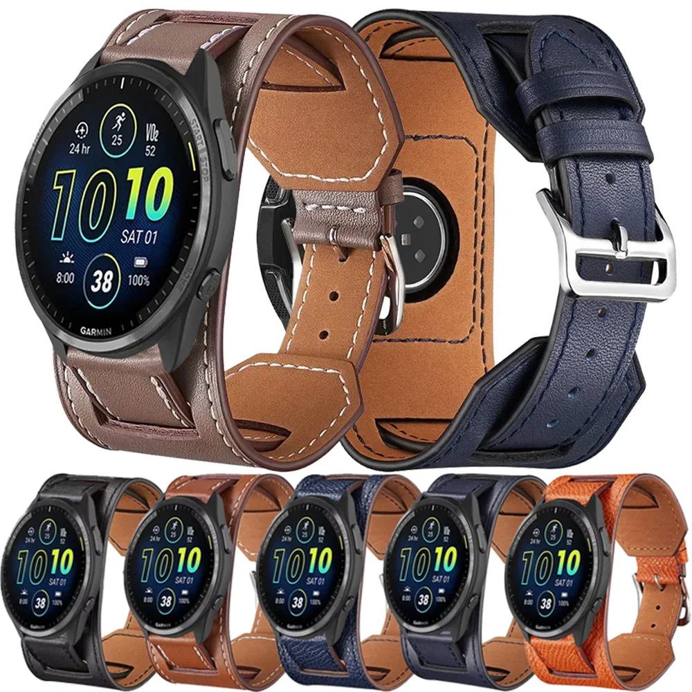 

20mm 22mm Leather Strap for Garmin Forerunner 265 255 Music 965 955 55 165 245 Bracelet for Garmin Vivomove Trend/Vivoactive 5 4