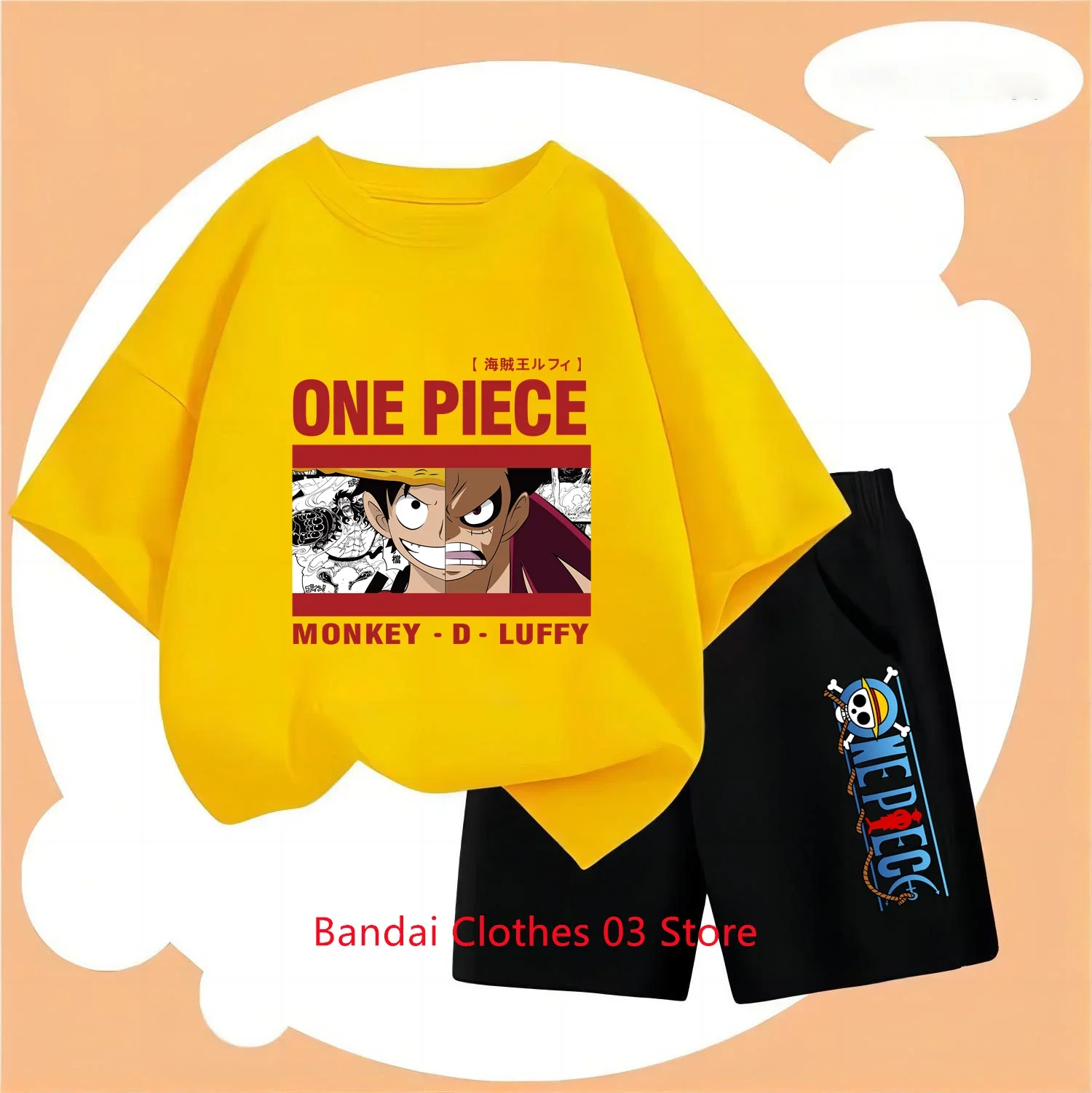 

New T Shirt Japan Anime One Pieces T-shirt set Kids Boys Clothes Children Clothing Baby Short Sleeve Tee Tops 12Ys