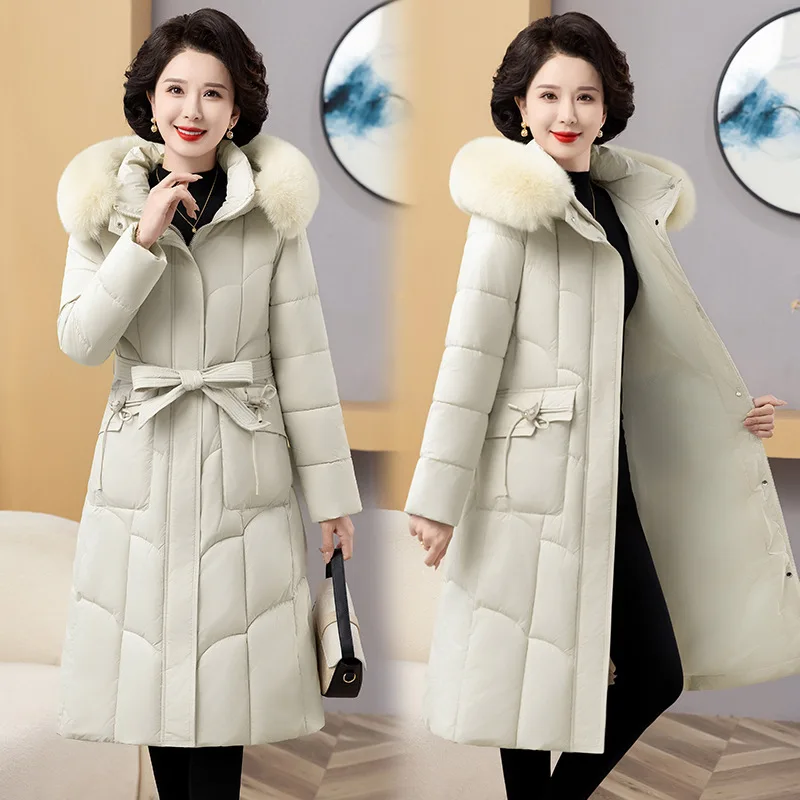 2024 New Korean Down Cotton Coat Women Long Winter Puffer Parkas Thicke Warm Hooded Cotton-Padded Jacket High-Quality Overcoat