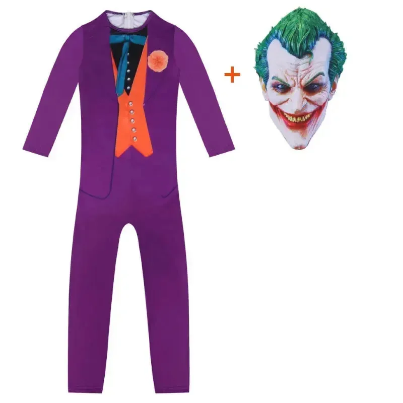 Boys Circus Clown Clothes Children Halloween Costumes Kids Cosplay Joker Clothing Jumpsuit Child Performance