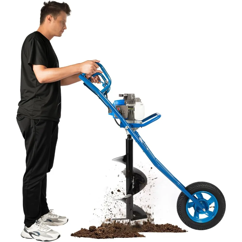 

Post Hole Digger 2-Stroke 3HP Gas Powered Auger - Earth Auger with Wheelbarrow Design, Extra-Large Fuel Tank