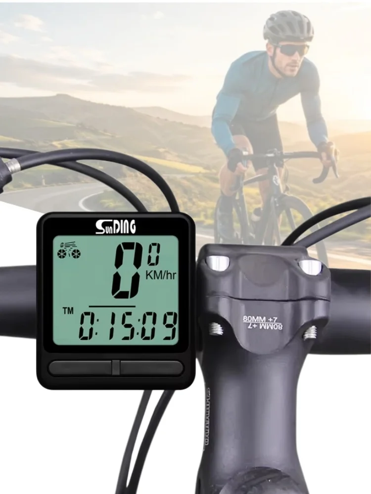 AliExpress NONE Wired Bicycle Computer 24 Functions Bike Speedometer Odometer Backlight Waterproof Auto Wake‑up Cycling Speed Counter