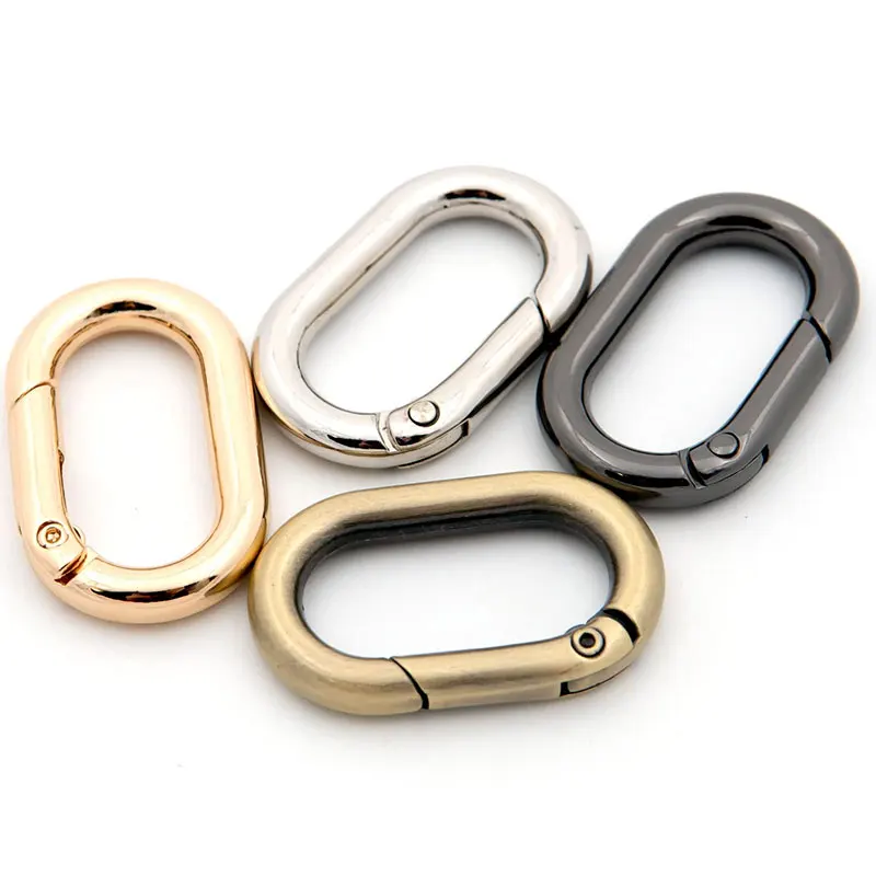 

10pcs Metal Oval Ring Spring Clasps Carabiner keychain Bag Clips Hook for DIY Bag Luggage Jewelry craft Accessories