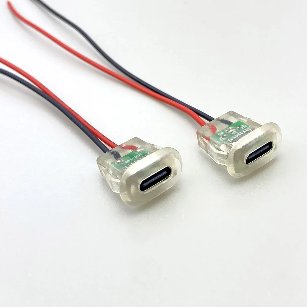 

25pcs 2P USB Type c 5A lnput type Charging Socket With LED lights plate Waterproof USB-C Power port Type-c Female Connector Jack