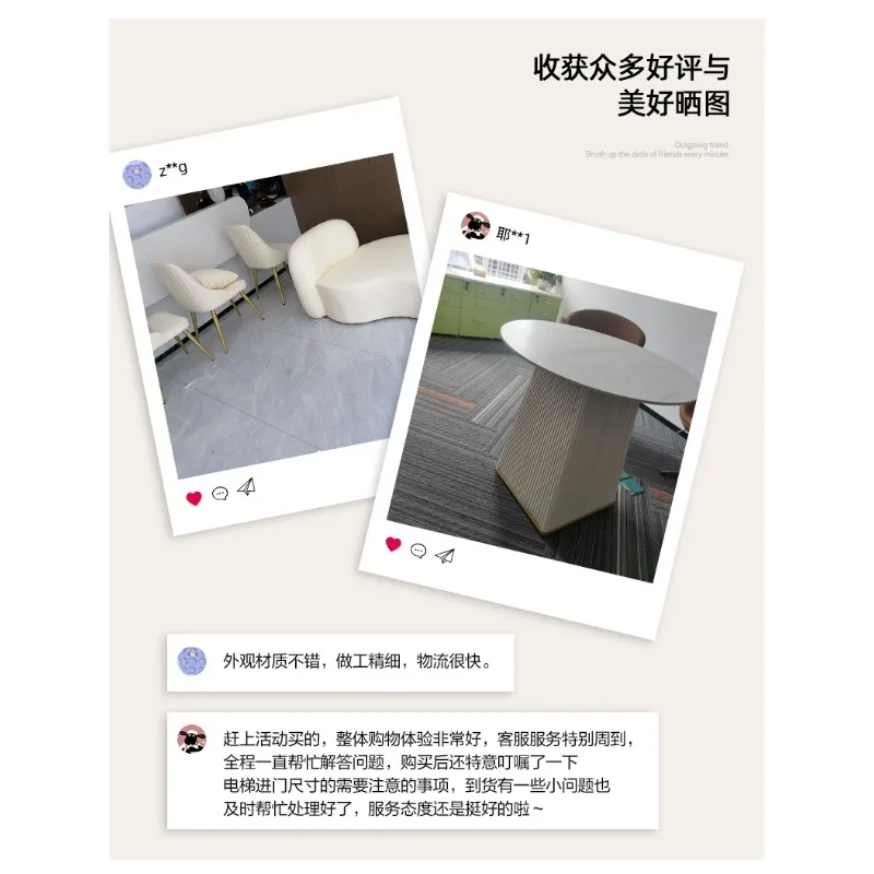 High end sales office negotiation reception table and chair combination Nordic light luxury rock board small round table,