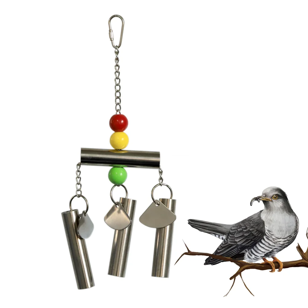 Stainless Steel Bell Bird Toy for Medium and Large Sized Parrot and Squirrel (Random Beads Color)