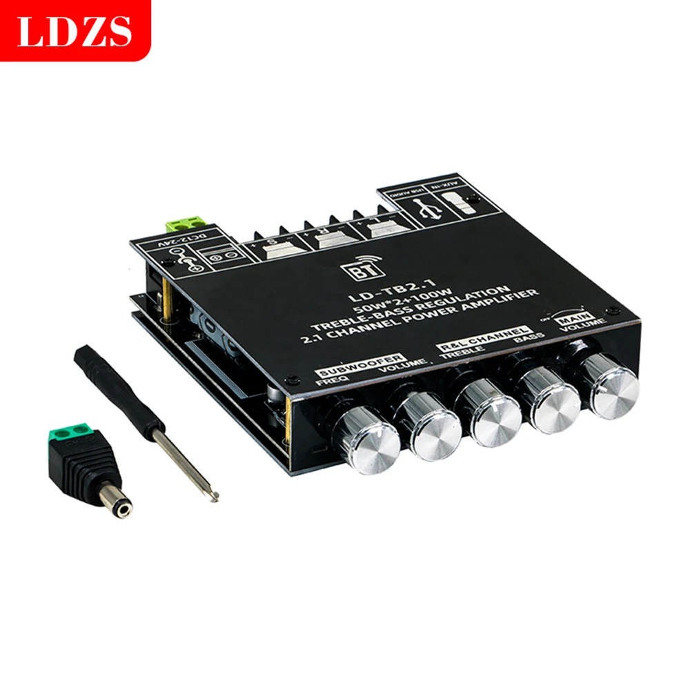 50w*2+100w Bluetooth-compatible 5.0 Audio Power Subwoofer Amplifier Board, 2.1 Channel High Fidelity Stereo D Class Audio Amplif