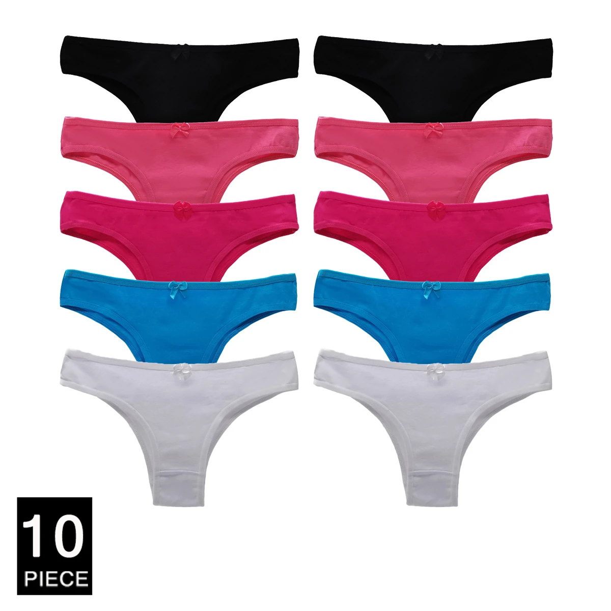 

10Pcs/Set Solid Color Cotton Briefs for Women Sexy Ladies Underwear Bikini Girls Bow Sexy Panties Female Lingerie