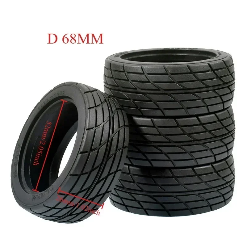 

1:10 On-Road Car Tires 68MM High Grip Rubber Tyre Hot Melt Tire HSP HPI HIMOTO 94123 FW06 TT02 E10 Abrasion Resistant Racing Car