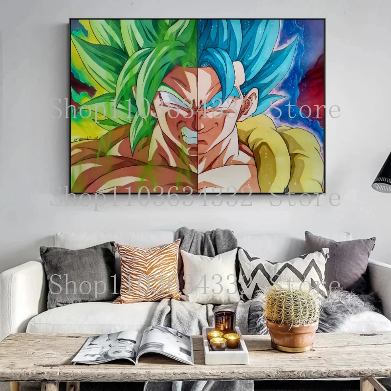 Classic Hot-blooded Anime Dragon Ball Goku Vegeta Poster Art Picture Canvas Painting Creative Home Wall Art Bedroom Decoration