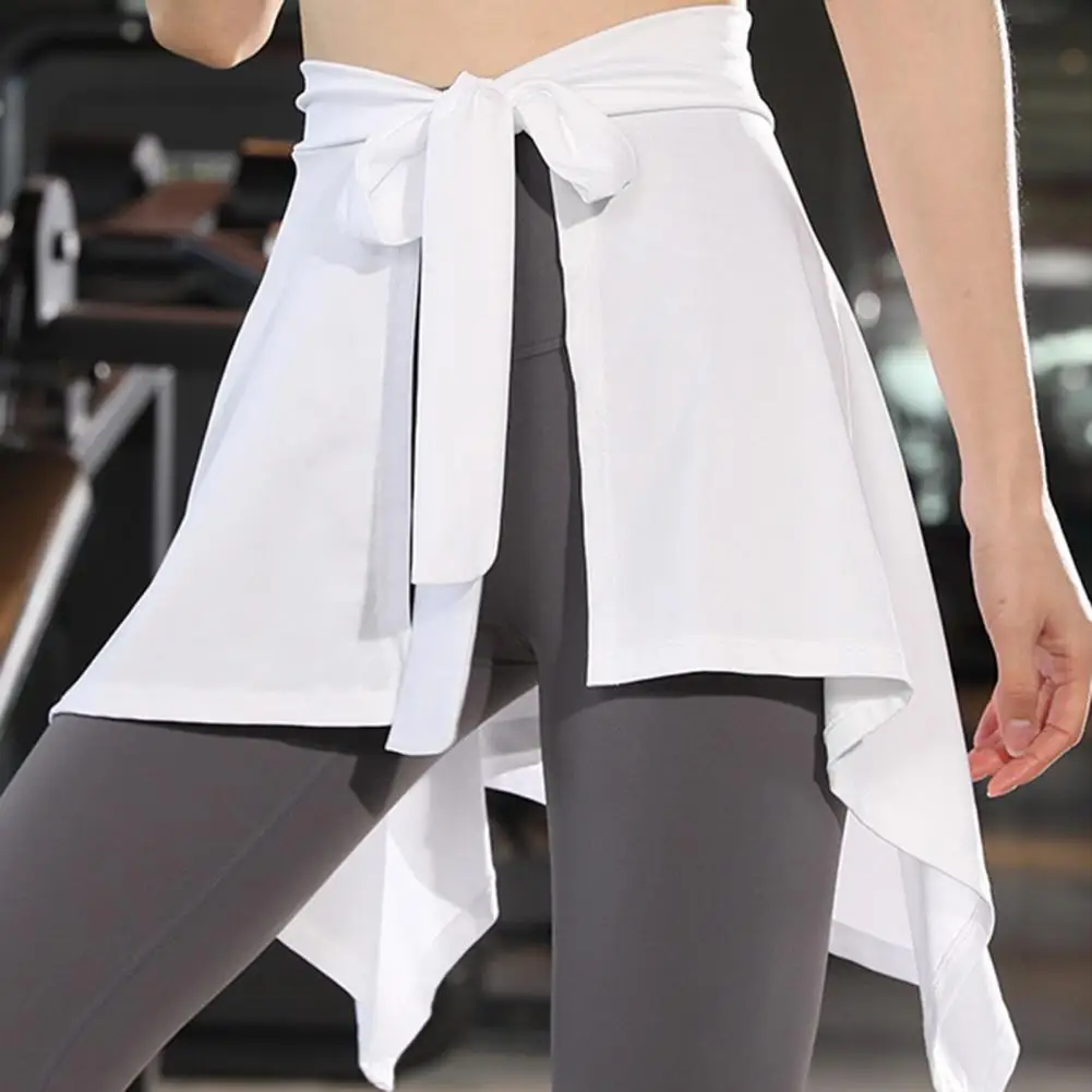 

Women Tennis Self-Tie Athletic Yoga Skirt Long Strap Hip Covering Bottoms Ballet Sports Wrap Short Skirts Cover Up Shawl