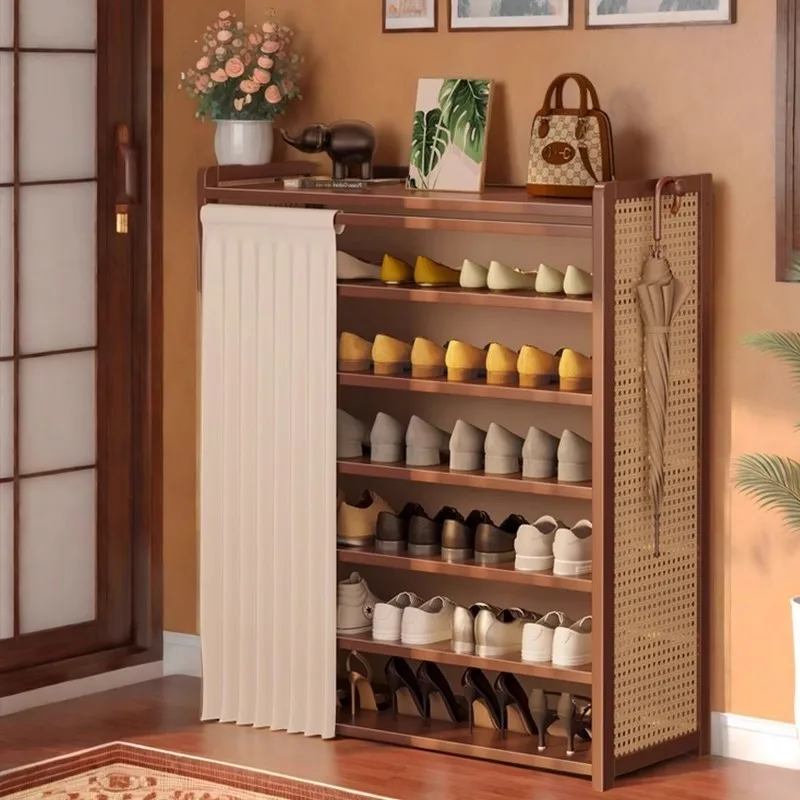 

Multi-layer shoe rack artifact outside the door of the home, large shoe cabinet, indoor corridor bamboo simple new model 2025
