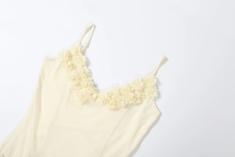 Weird Puss 3D-Blumen-Maxikleid, Body, Damen, durchsichtiger Saum, tiefer Ausschnitt, ärmellos, figurbetont, sexy, modisch, für Partys, klassische Kleider – Detail 7