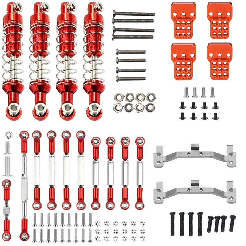 Metall-Stoßdämpfer Lenkstange Zugstange Halterung Sitz-Set für 1/12 MN D90 D91 MN99 MN99s 1/16 WPL C14 C24 Upgrade