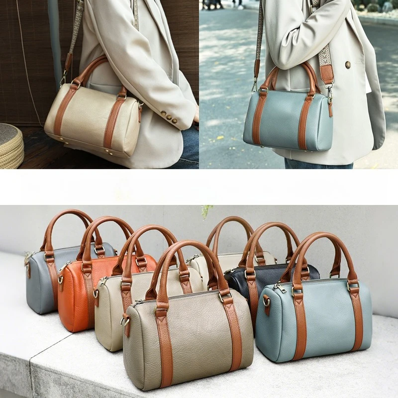 

Женская цветная сумка из воловьей кожи, большая вместительная сумка через плечо на одно плечо для поездок на работу