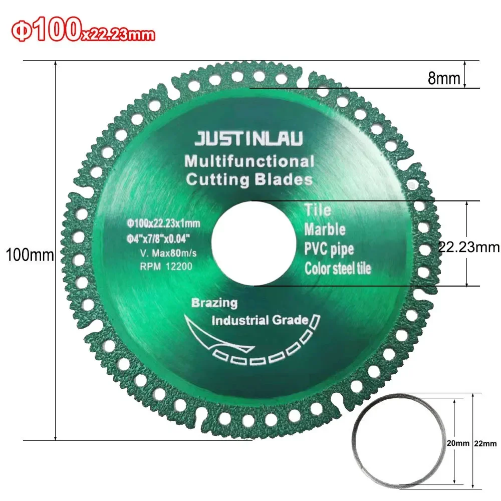 Composite Cutting Saw Blade Multifunctional 100mm Ultra-thin Saw Blade Ceramic Tile Glass Cutting Disc for Angle Grinder Tools