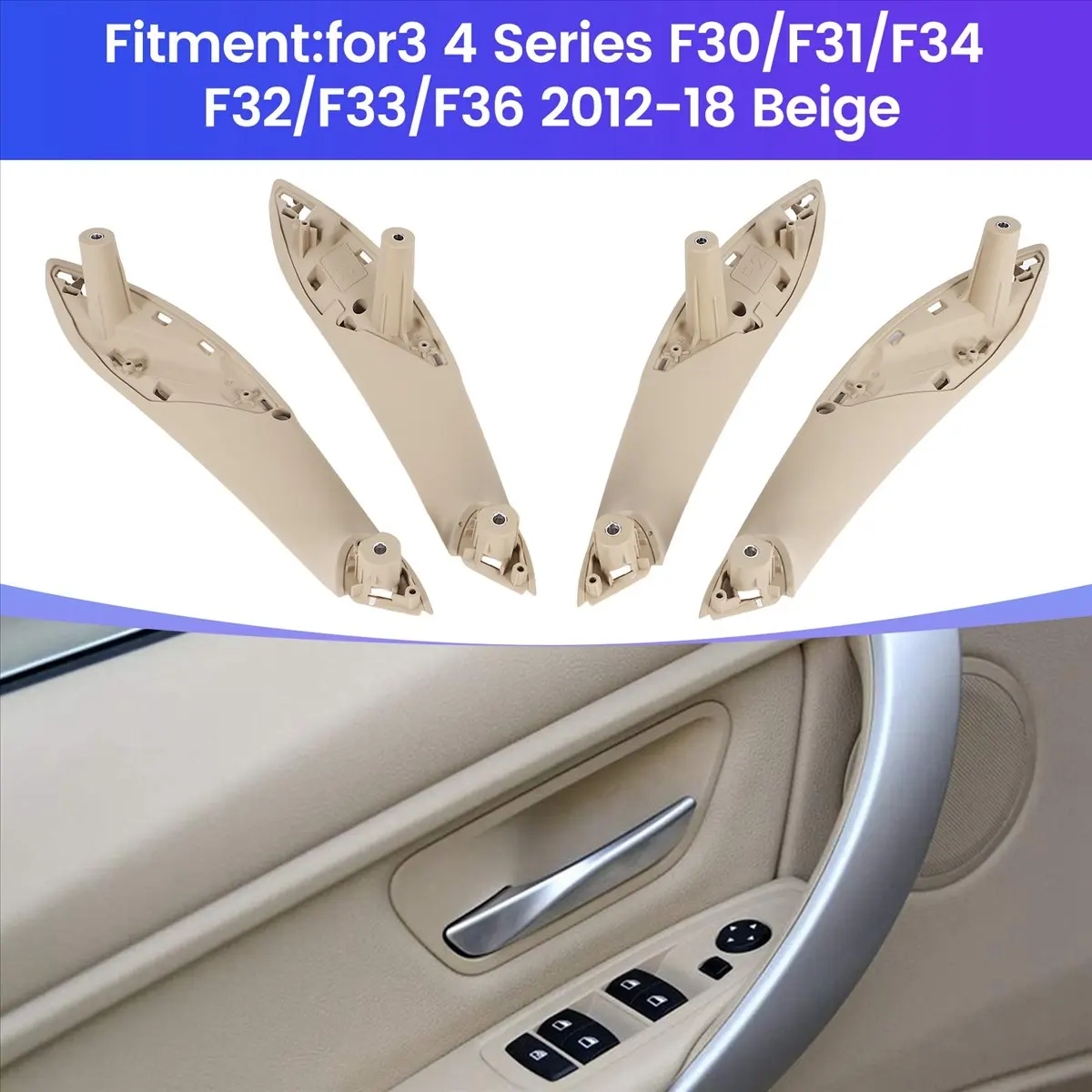 Super Sale Four Doors Car Interior Door Pull Handle Cover Armrest Bracket for-BMW 3 4 Series F30/F31/F34 F32/F33/F36 2012-18 Bei