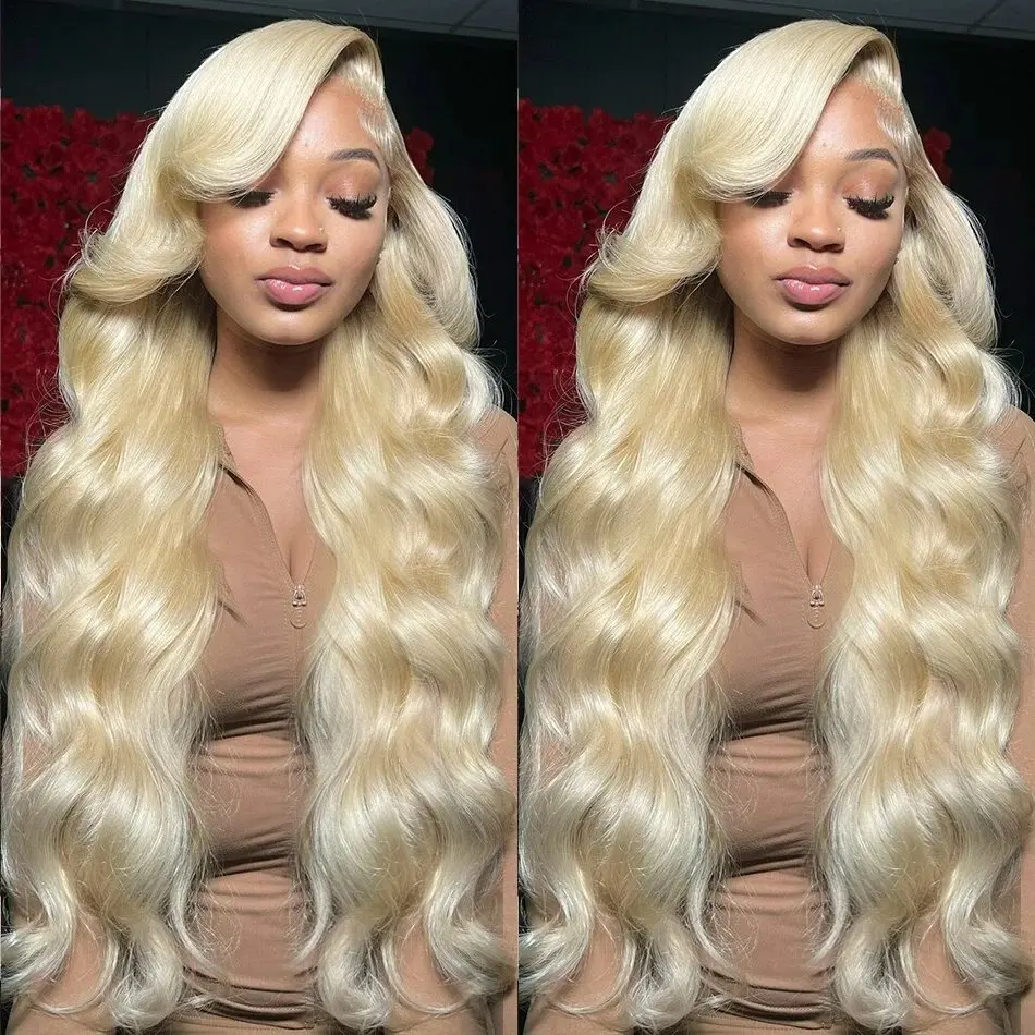 Blonde 613  13x6 Human Hair 13X4 Frontal Blonde Colored 18 40 Inch Body Waves Glue-Free Waves Wig 150 Density HD Lace Wigs