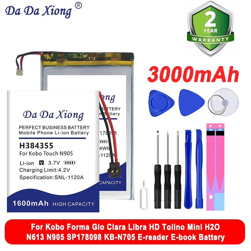 H384355 GN345361 Battery For Kobo Forma Glo Clara Libra HD Tolino Mini H2O N613 N905 SP178098 KB-N705 E-reader E-book Battery