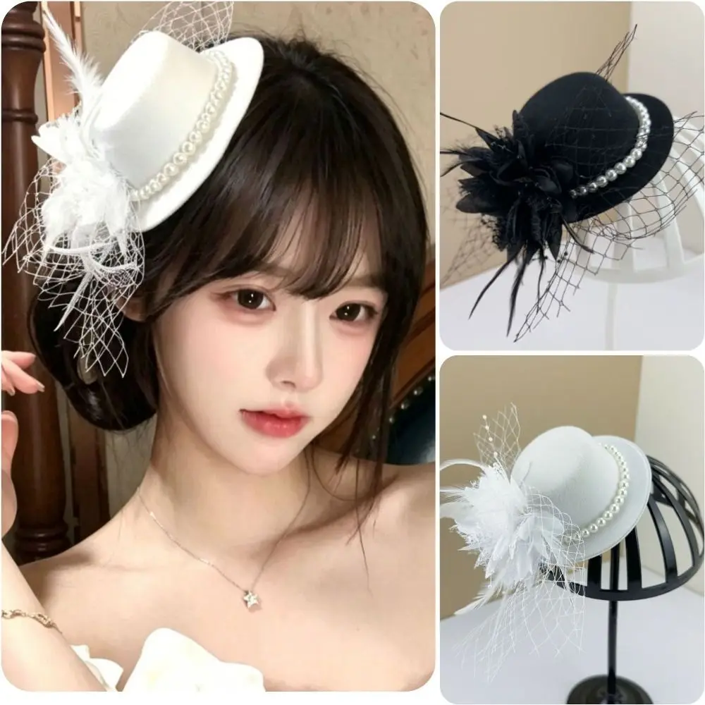 Fashion Exquisite Vintage Fascinator Hat Elegant Flower Bride Headdress Formal Hat Top Hat 1920s Hair Accessories Dance Show